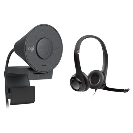 Logitech Brio 300 Webcam Full HD 1080p 70° y Auriculares H390 Kit de Videoconferencia