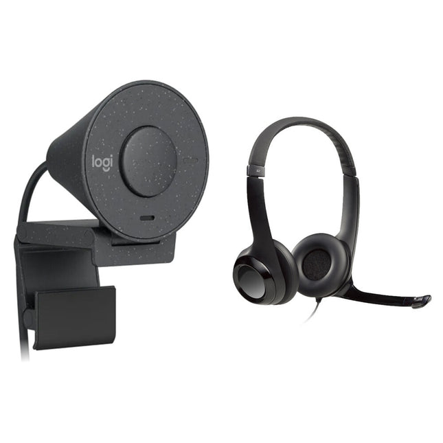 Logitech Brio 300 Webcam Full HD 1080p 70° y Auriculares H390 Kit de Videoconferencia
