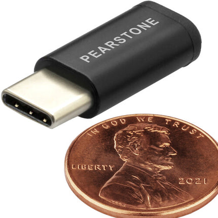 Adaptador Pearstone USB Tipo C Macho a Micro USB Hembra 5 Pack USB 2.0 Aluminio