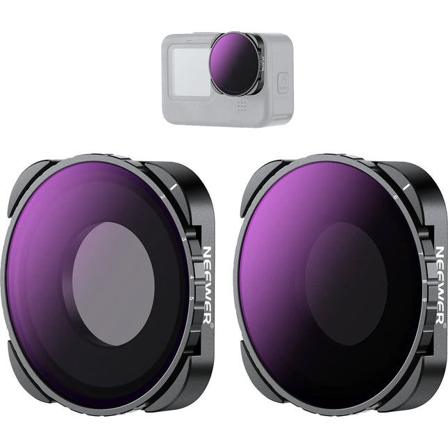 Neewer VND4-32 & VND64-512 Filtros Variables ND para GoPro HERO 9-13 con Estuche