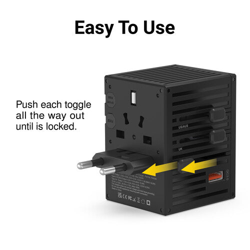 EZQuest WorldTravel Cargador de Pared GaN 35W 5 Puertos Negro