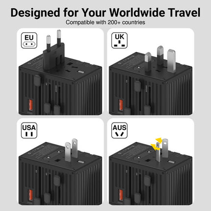 EZQuest WorldTravel Cargador de Pared GaN 35W 5 Puertos Negro