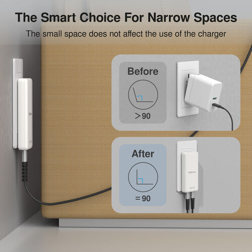 Cargador de pared EZQuest UltraSlim 70W GaN II doble USB-C blanco
