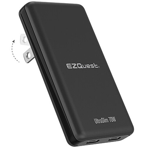 EZQuest UltraSlim cargador de pared 70W GaN II dual USB-C negro