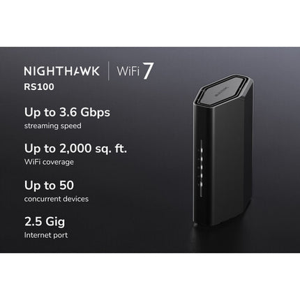 Netgear Nighthawk RS100 BE3600 Router Inalámbrico Dual-Banda Wi-Fi 7 3.6 Gb/s 2000 pies²