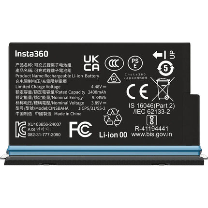 Batería recargable Insta360 para cámara X5 2400mAh 135 min y estuche