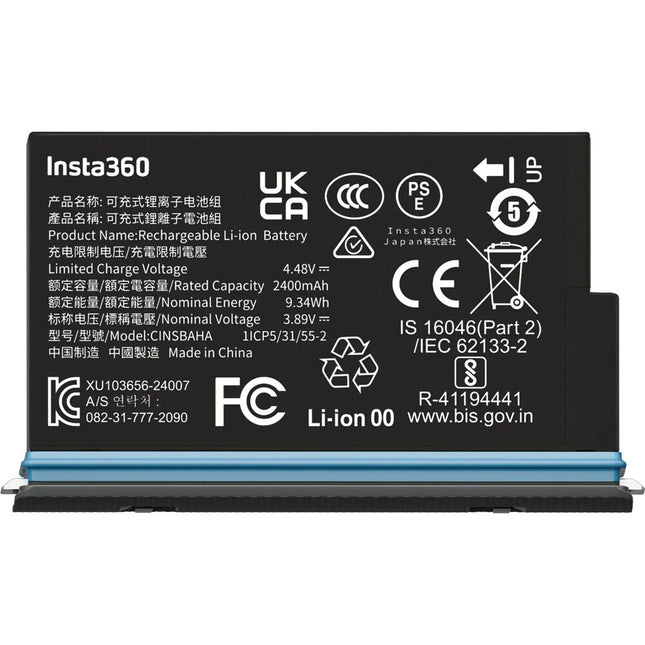 Batería recargable Insta360 para cámara X5 2400mAh 135 min y estuche