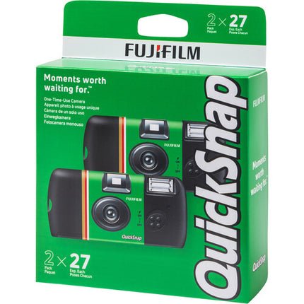FUJIFILM QuickSnap Flash 400 Cámara Desechable ISO 400 Flash 10 pies 27 exposiciones 2 unidades