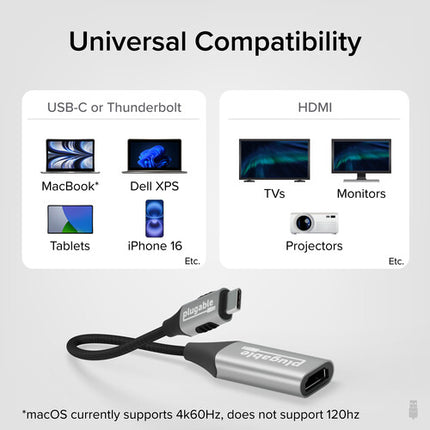 Adaptador USB-C a HDMI 8K Plugable Compatible con HDR y Dolby Vision