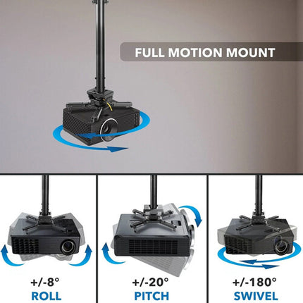 Mount-It! Soporte de Techo para Proyector Extensión 29.3 a 45.1 Pulgadas Rotación 360° y Diseño Inclinable