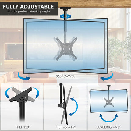 Mount-It Soporte de Techo Ajustable para Pantallas 32 a 65" 99 lb capacidad altura 20 3 a 30 2 pulgadas