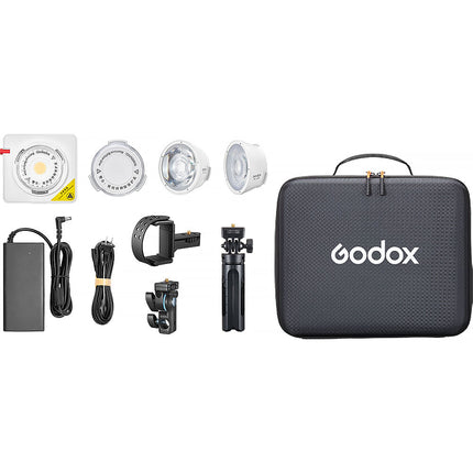 Godox ML100R RGB Luz LED Portátil Kit con lentes 36° y soporte Power Bank