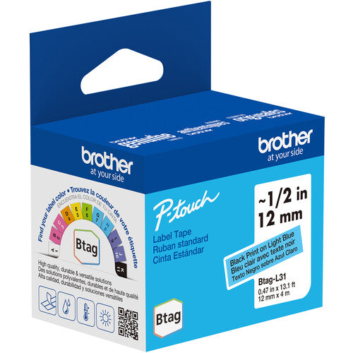 Brother Btag Cinta Etiquetas para P-Touch PT-N10 PT-N20 PT-N25BT 0.5 Pulg x 13.1 Piezas