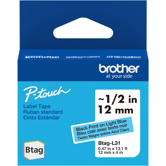 Brother Btag Cinta Etiquetas para P-Touch PT-N10 PT-N20 PT-N25BT 0.5 Pulg x 13.1 Piezas