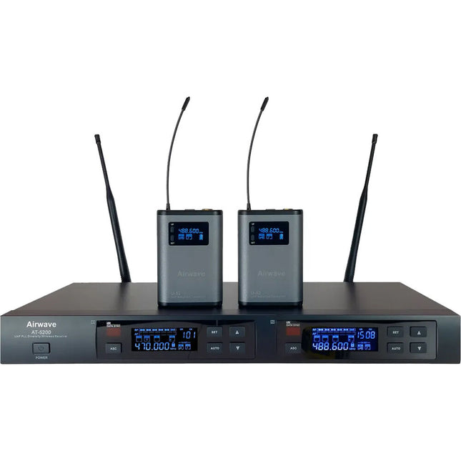 Airwave Technologies AT-5220 Sistema de Micrófono Lavalier Inalámbrico Digital para 2 Personas Dual Canal 144 Frecuencias 10 Horas Batería