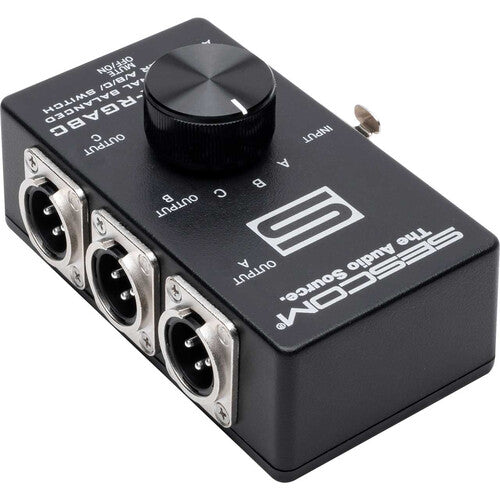 Sescom Professional Selector de Audio Balanceado Pasivo A B C con Interruptor de Silencio