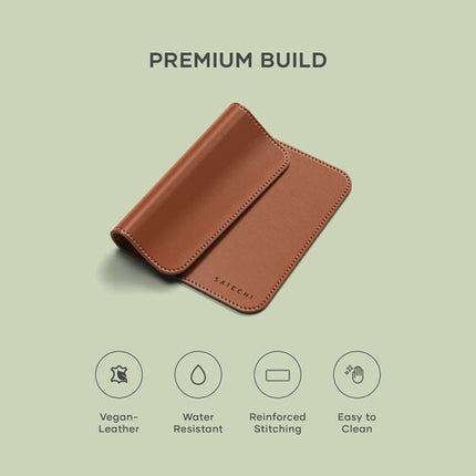 Satechi Premium Mouse Pad de Cuero Vegano Marrón Resistente y Fácil de Limpiar