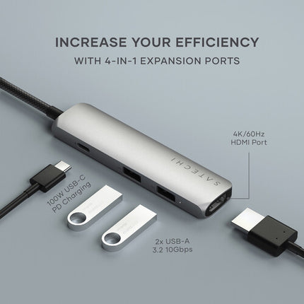 Satechi Slim USB-C Adaptador 4 en 1 HDMI 4K 60Hz USB-A 10Gbps