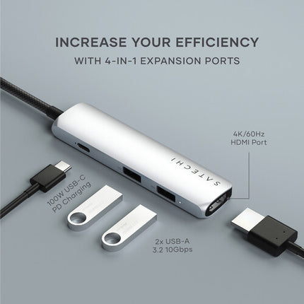 Satechi Slim USB-C Adaptador Multipuerto 4K 60Hz USB 3.2 Gen 2 PD