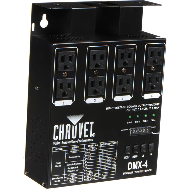 CHAUVET DJ DMX-4LED paquete de 2 dimmers 4 canales 16 secuencias