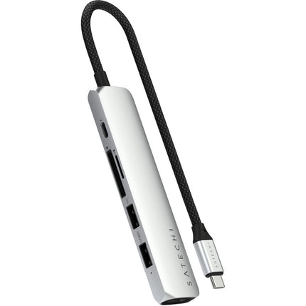 Satechi Slim Adaptador USB-C 6 en 1 Plata HDMI 4K 60Hz USB 10Gbps