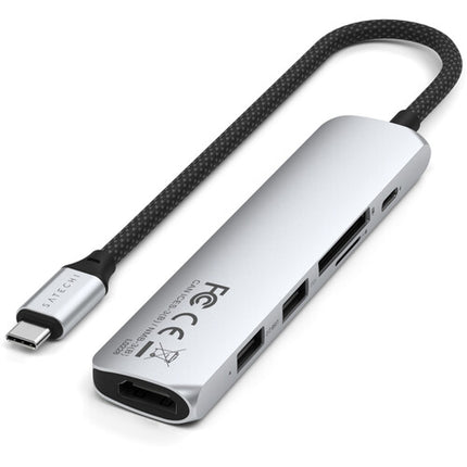 Satechi Slim Adaptador USB-C 6 en 1 Plata HDMI 4K 60Hz USB 10Gbps
