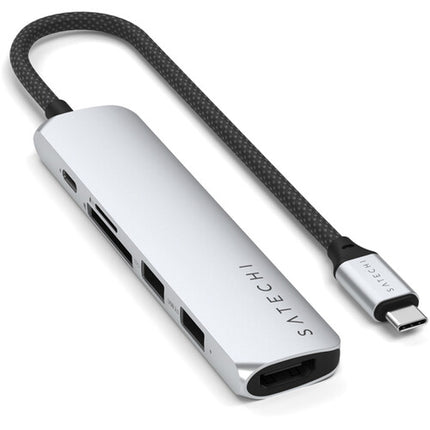 Satechi Slim Adaptador USB-C 6 en 1 Plata HDMI 4K 60Hz USB 10Gbps