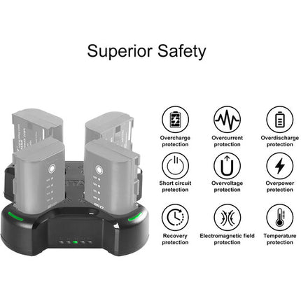 ZITAY LP-E6NH Cargador Rápido de 4 Canales para Baterías Canon LP-E6NH 36W USB-C PD