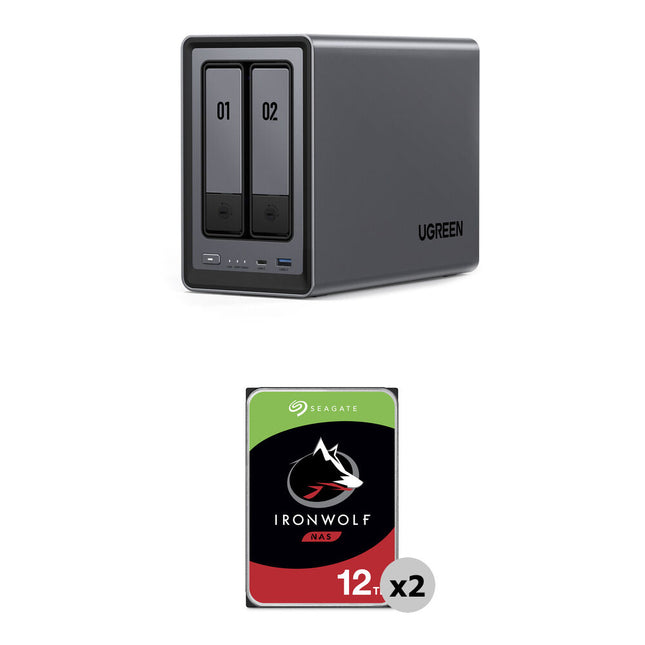 UGREEN 24TB NASync DXP2800 2-Bahías NAS con 2 x 12TB 7200rpm SATA III