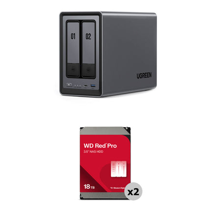 UGREEN NASync DXP2800 Kit NAS 2 Bahías 36TB 2x18TB 7200rpm SATA III
