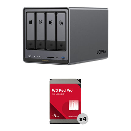 UGREEN NASync DXP4800 Kit NAS 72TB 4 Bahías 4x18TB 7200rpm SATA III