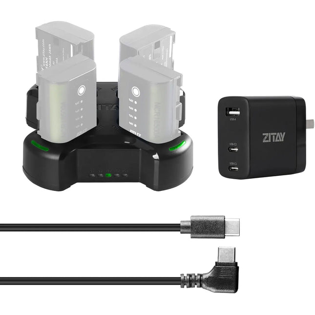 ZITAY LP-E6NH Cargador Rápido 4 Canales para Baterías Canon USB-C 36W