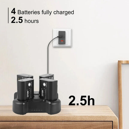 ZITAY DMW-BLK22 Cargador rápido 4 canales para baterías Panasonic USB-C PD 45W