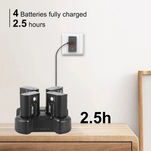 ZITAY DMW-BLK22 Cargador Rápido 4 Canales para Baterías Panasonic 36W USB-C PD