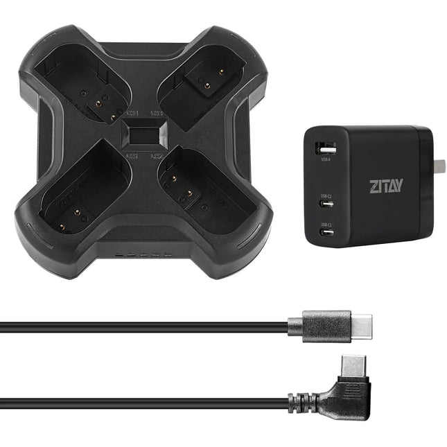 ZITAY DMW-BLK22 Cargador Rápido 4 Canales para Baterías Panasonic 36W USB-C PD