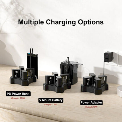 ZITAY DMW-BLK22 Cargador Rápido 4 Canales para Baterías Panasonic 36W USB-C PD