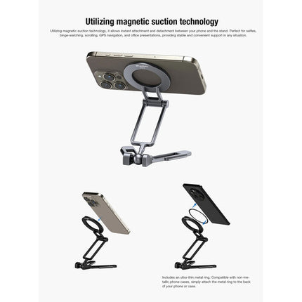 Leofoto PS-5 Soporte para Teléfono Plegable Magnético con Arca compatible Plata