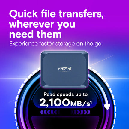 Crucial 8TB X10 SSD portátil USB 3.2 Gen 2x2 2100 MB/s resistente agua polvo