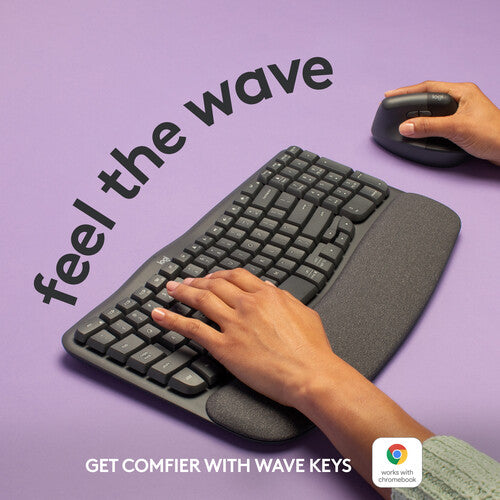 Logitech Wave Keys Teclado Ergonómico Inalámbrico con receptor USB-A y batería de hasta 3 años