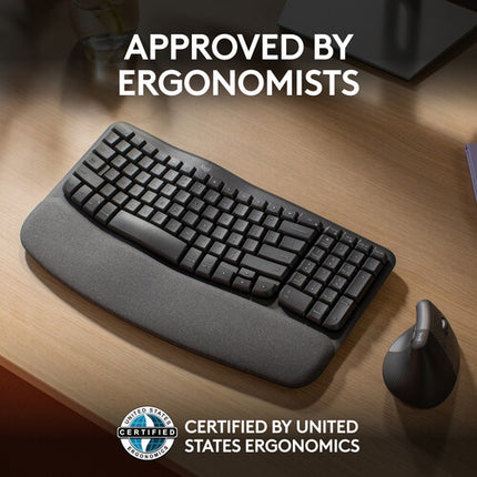 Logitech Wave Keys Teclado Ergonómico Inalámbrico con receptor USB-A y batería de hasta 3 años