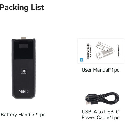 DigitalFoto Solution Limited Empuñadura Batería Portátil 2800mAh USB-C para DJI Pocket 3
