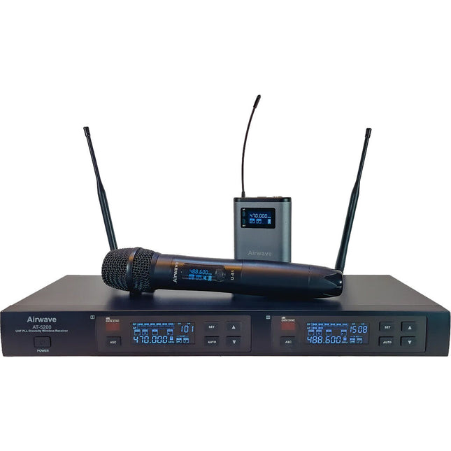Airwave Technologies AT-5250 Sistema de Micrófono Inalámbrico Digital 2 Personas 144 Frecuencias 30mW