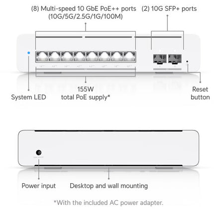 Ubiquiti Pro XG 8 Switch de Red Gestionado 8 Puertos 10G PoE++ 155W