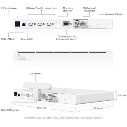 Ubiquiti UISP Power Pro Sistema de Energía 24V 3 Puertos TransPort con Antena LTE