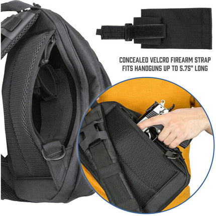 Barska Loaded Gear GX-800 Bolso Táctico Cruzado Acceso Lateral Reversible