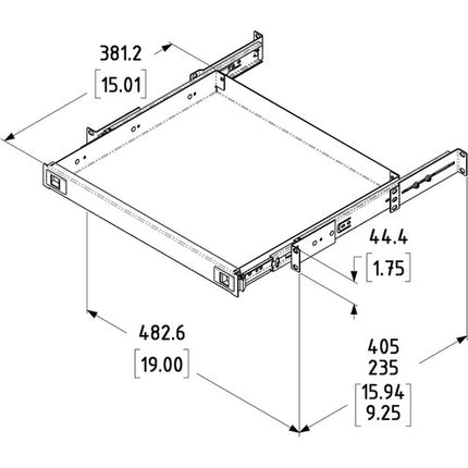 Penn Elcom Cajón para Rack 15" Profundo 1 RU con 2 Cerraduras y Capacidad 41.9 lb