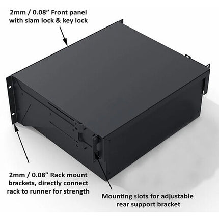 Penn Elcom Cajón para Rack Ligero 18" Profundidad 4 RU con Cerradura y Capacidad 35 kg
