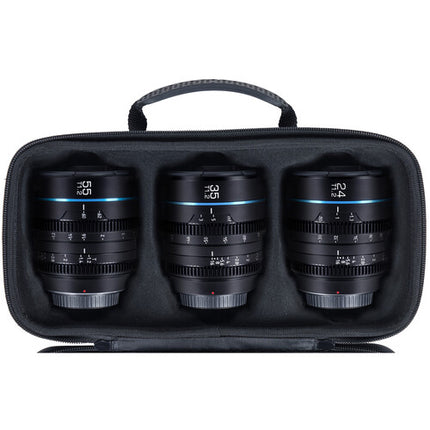 Sirui Night Walker T1.2 S35 Juego de 3 lentes cine 24 35 55mm Funda