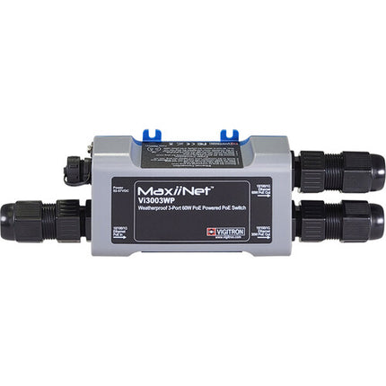 Vigitron MaxiiNet Vi3003WP Switch exterior 3 puertos Gigabit PoE 60W IP67 resistente agua