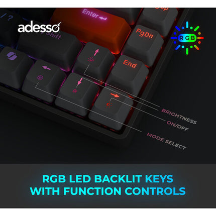 Adesso EasyTouch 1000 Teclado Mecánico Inalámbrico RGB 3000mAh Bluetooth USB-C